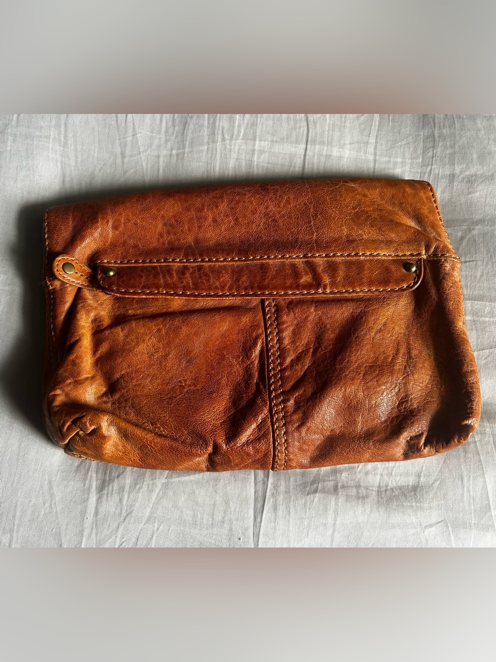 Vintage Gap Goat Leather Foldover Clutch Cognac - Picture 2 of 5